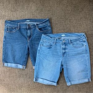 2 Old Navy Bermuda Jean Shorts - Size 8, Stretchy Material